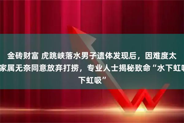 金砖财富 虎跳峡落水男子遗体发现后，因难度太大家属无奈同意放弃打捞，专业人士揭秘致命“水下虹吸”